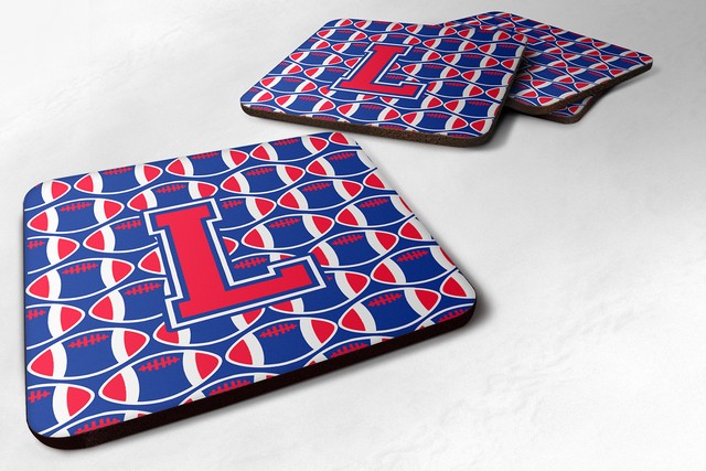 Letter L Football Harvard Crimson & Yale Blue Foam Coaster
