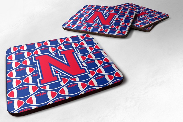 Letter N Football Harvard Crimson & Yale Blue Foam Coaster