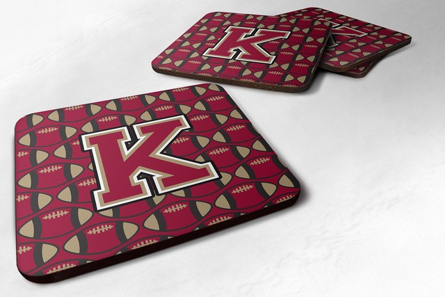Letter K Football Garnet & Gold Foam Coaster