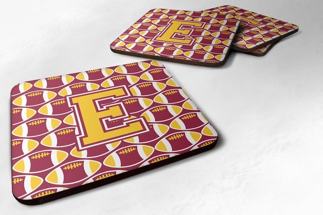 Letter E Football Maroon & Gold Foam Coaster