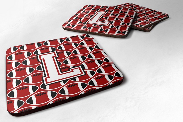 Letter L Football Cardinal & White Foam Coaster