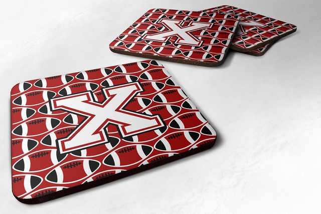 Letter X Football Cardinal & White Foam Coaster