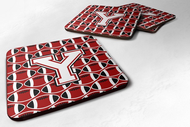 Letter Y Football Cardinal & White Foam Coaster