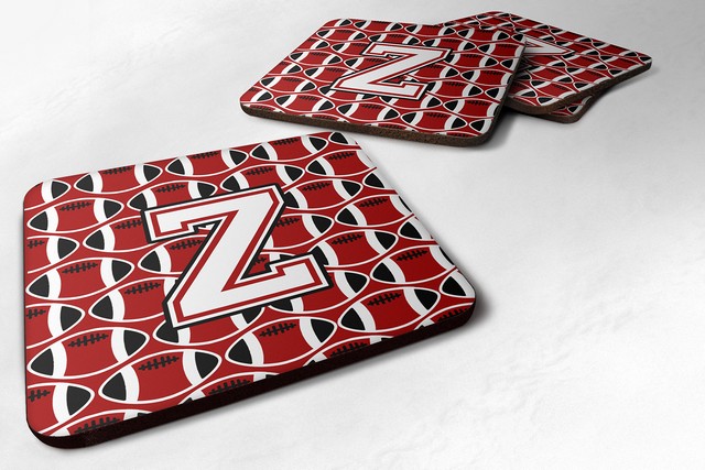 Letter Z Football Cardinal & White Foam Coaster