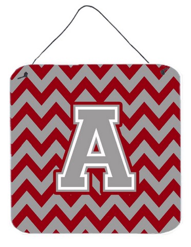 CJ1043-ADS66 Letter A Chevron Crimson & Grey Wall or Door Hanging Prints