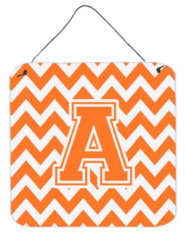 Letter A Chevron Orange & White Wall or Door Hanging Prints