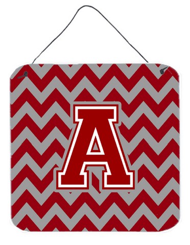 Letter A Chevron Maroon & White Wall or Door Hanging Prints - Maroon & White - 6 x 0.02 x 6 in.
