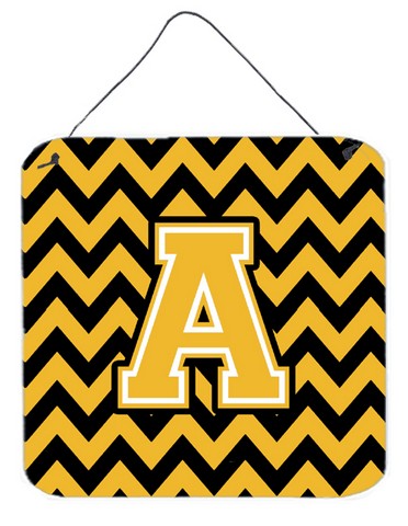 CJ1053-ADS66 Letter A Chevron Black & Gold Wall or Door Hanging Prints, 6 x 0.02 x 6 in.