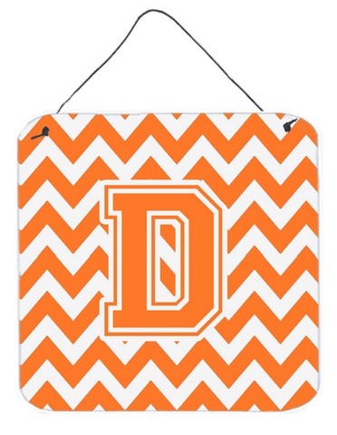 CJ1046-DDS66 Letter D Chevron Orange & White Wall or Door Hanging Prints