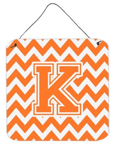 Letter K Chevron Orange & White Wall or Door Hanging Prints