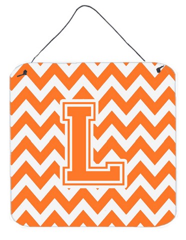 Letter L Chevron Orange & White Wall or Door Hanging Prints
