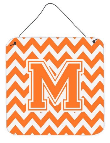 CJ1046-MDS66 Letter M Chevron Orange & White Wall or Door Hanging Prints