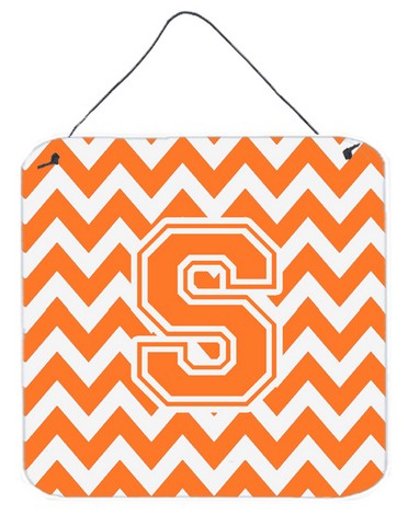 Letter S Chevron Orange & White Wall or Door Hanging Prints