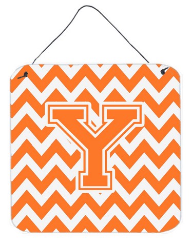 Letter Y Chevron Orange & White Wall or Door Hanging Prints
