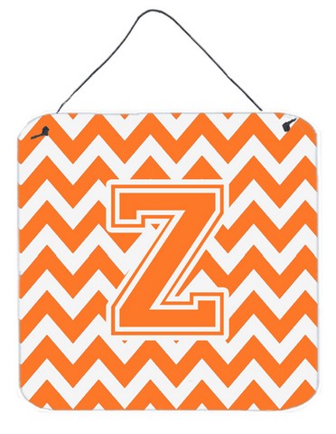 Letter Z Chevron Orange & White Wall or Door Hanging Prints