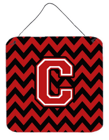 CJ1047-CDS66 Letter C Chevron Black & Red Wall or Door Hanging Prints