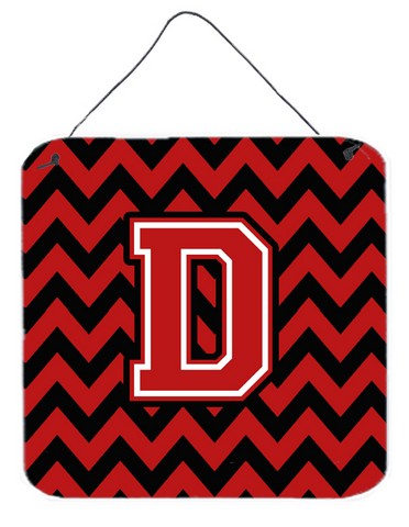 CJ1047-DDS66 Letter D Chevron Black & Red Wall or Door Hanging Prints