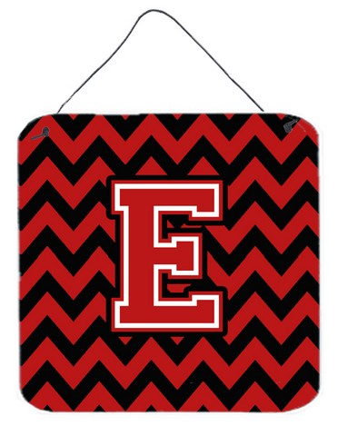 CJ1047-EDS66 Letter E Chevron Black & Red Wall or Door Hanging Prints