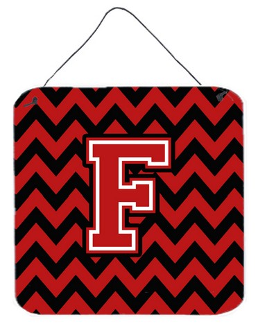 CJ1047-FDS66 Letter F Chevron Black & Red Wall or Door Hanging Prints