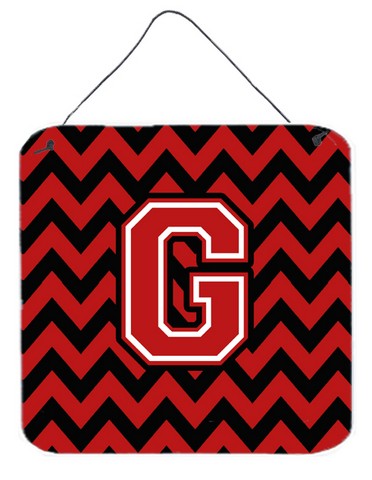Letter G Chevron Black & Red Wall or Door Hanging Prints