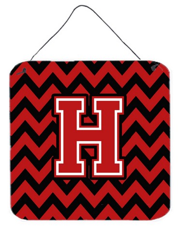 CJ1047-HDS66 Letter H Chevron Black & Red Wall or Door Hanging Prints