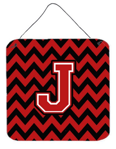 CJ1047-JDS66 Letter J Chevron Black & Red Wall or Door Hanging Prints