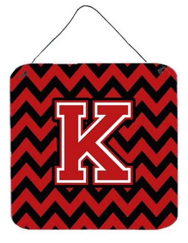 CJ1047-KDS66 Letter K Chevron Black & Red Wall or Door Hanging Prints