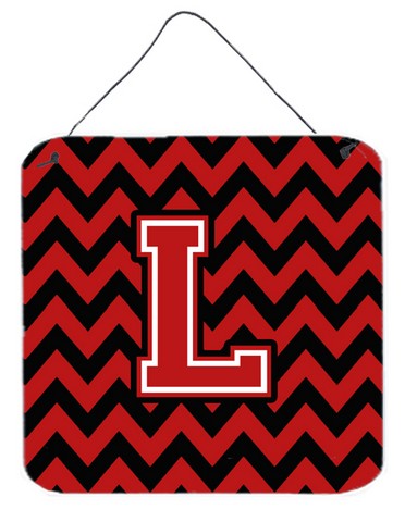 CJ1047-LDS66 Letter L Chevron Black & Red Wall or Door Hanging Prints