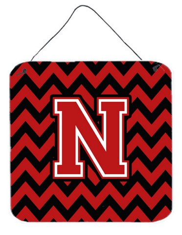 CJ1047-NDS66 Letter N Chevron Black & Red Wall or Door Hanging Prints