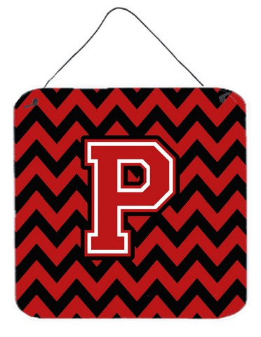 CJ1047-PDS66 Letter P Chevron Black & Red Wall or Door Hanging Prints