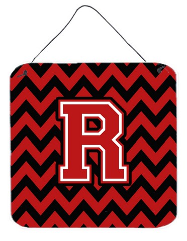 CJ1047-RDS66 Letter R Chevron Black & Red Wall or Door Hanging Prints