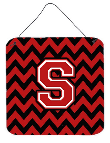 CJ1047-SDS66 Letter S Chevron Black & Red Wall or Door Hanging Prints