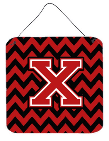 CJ1047-XDS66 Letter X Chevron Black & Red Wall or Door Hanging Prints