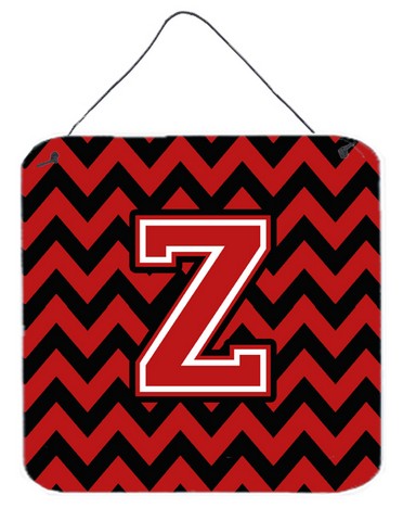 CJ1047-ZDS66 Letter Z Chevron Black & Red Wall or Door Hanging Prints