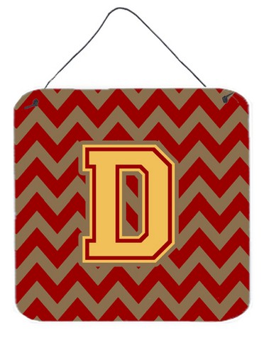 CJ1048-DDS66 Letter D Chevron Garnet & Gold Wall or Door Hanging Prints
