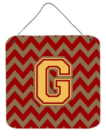 Letter G Chevron Garnet & Gold Wall or Door Hanging Prints