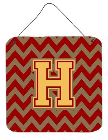 Letter H Chevron Garnet & Gold Wall or Door Hanging Prints