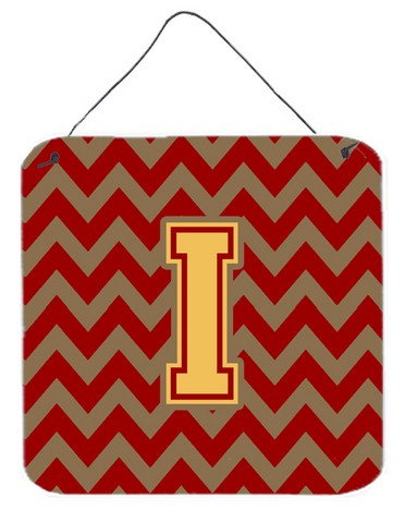 Letter I Chevron Garnet & Gold Wall or Door Hanging Prints
