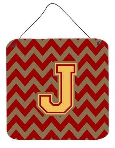 Letter J Chevron Garnet & Gold Wall or Door Hanging Prints