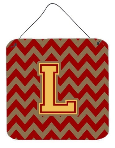 Letter L Chevron Garnet & Gold Wall or Door Hanging Prints