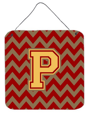 Letter P Chevron Garnet & Gold Wall or Door Hanging Prints