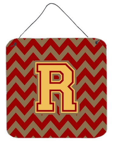 Letter R Chevron Garnet & Gold Wall or Door Hanging Prints