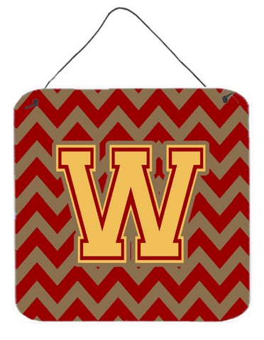 Letter W Chevron Garnet & Gold Wall or Door Hanging Prints