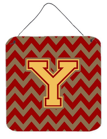 Letter Y Chevron Garnet & Gold Wall or Door Hanging Prints