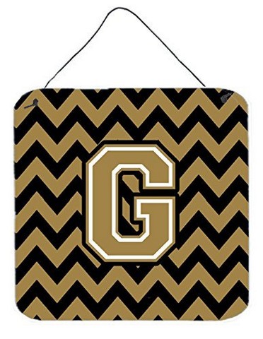 CJ1050-GDS66 Letter G Chevron Black & Gold Wall or Door Hanging Prints, 6 x 0.02 x 6 in.