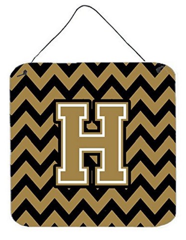 CJ1050-HDS66 Letter H Chevron Black & Gold Wall or Door Hanging Prints, 6 x 0.02 x 6 in.