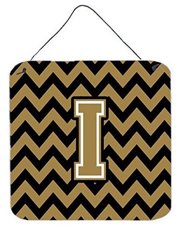 CJ1050-IDS66 Letter I Chevron Black & Gold Wall or Door Hanging Prints, 6 x 0.02 x 6 in.