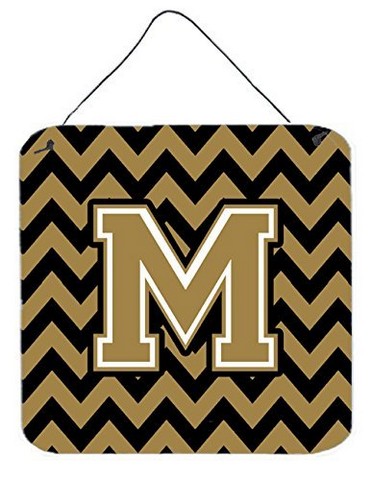 CJ1050-MDS66 Letter M Chevron Black & Gold Wall or Door Hanging Prints, 6 x 0.02 x 6 in.