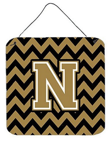 CJ1050-NDS66 Letter N Chevron Black & Gold Wall or Door Hanging Prints, 6 x 0.02 x 6 in.