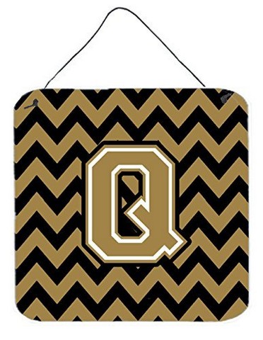 CJ1050-QDS66 Letter Q Chevron Black & Gold Wall or Door Hanging Prints, 6 x 0.02 x 6 in.